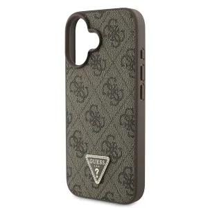 GUESS 4G STRASS SET Ochranný kryt + remienok pre Apple iPhone 16 hnedý