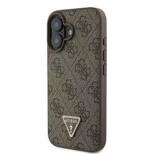 GUESS 4G STRASS SET Ochranný kryt + remienok pre Apple iPhone 16 hnedý
