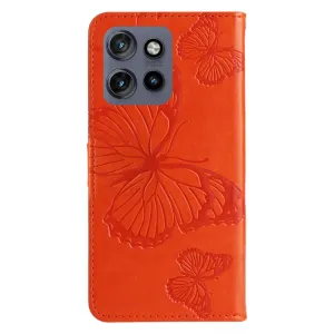 ART BUTTERFLY Peňaženkový obal pre Motorola Edge 60 Neo / 50 Neo / ThinkPhone 25 oranžový