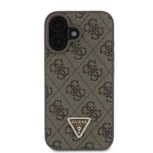 GUESS 4G STRASS SET Ochranný kryt + remienok pre Apple iPhone 16 hnedý