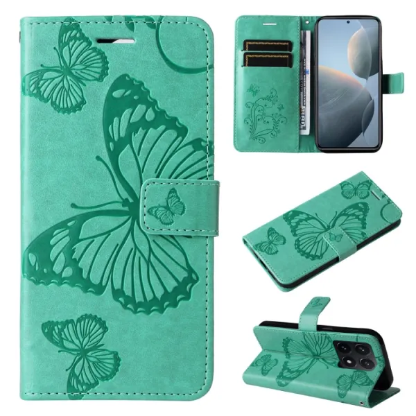 ART BUTTERFLY Peňaženkový obal pre Xiaomi 14T zelený