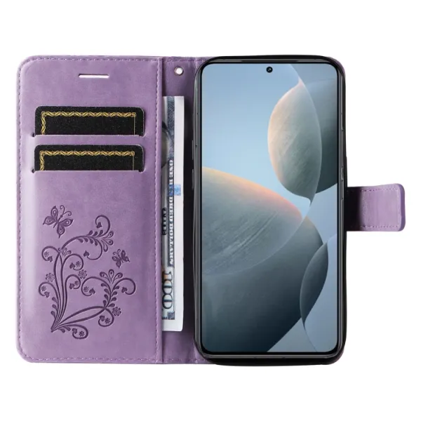 ART BUTTERFLY Peňaženkový obal pre Xiaomi 14T fialový