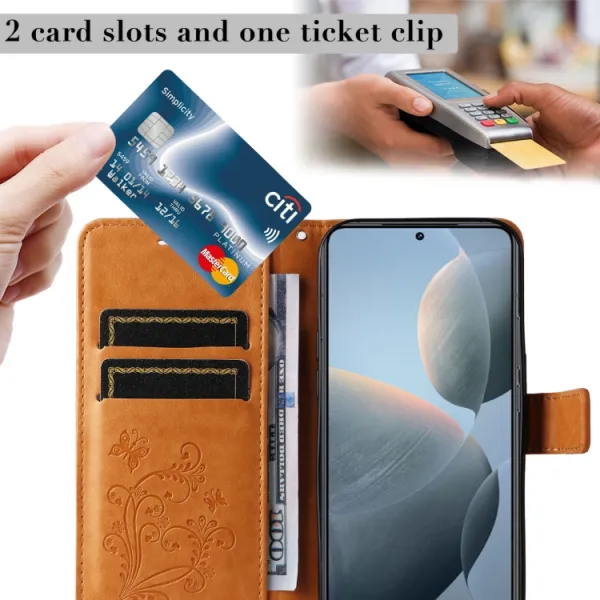 ART BUTTERFLY Peňaženkový obal pre Xiaomi 14T žltý