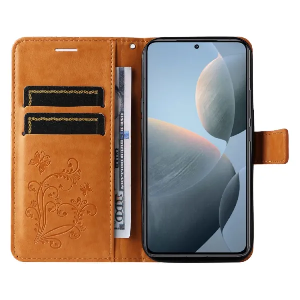 ART BUTTERFLY Peňaženkový obal pre Xiaomi 14T žltý