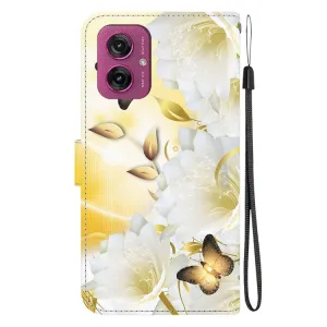 ART Peňaženkový kryt pre Motorola Moto G55 5G GOLD BUTTERFLY