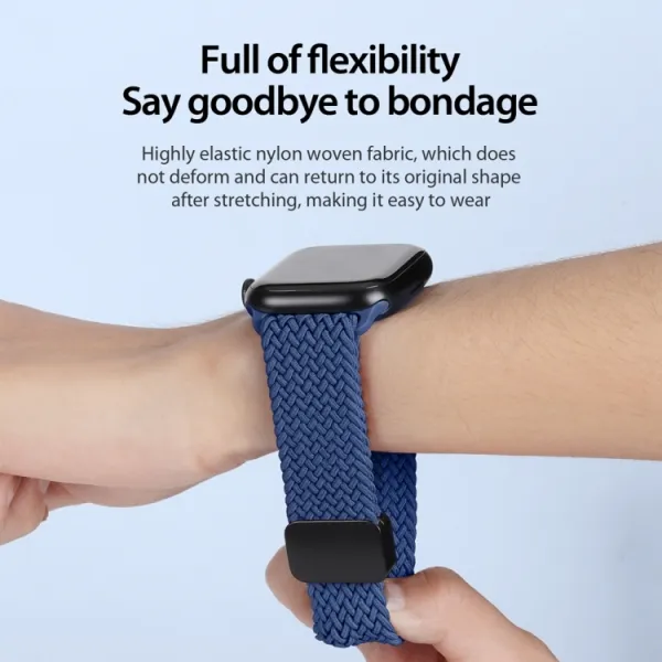 DUX BRAIDED Nylonový remienok pre Apple Watch 10 / 11 42mm tmavomodrý
