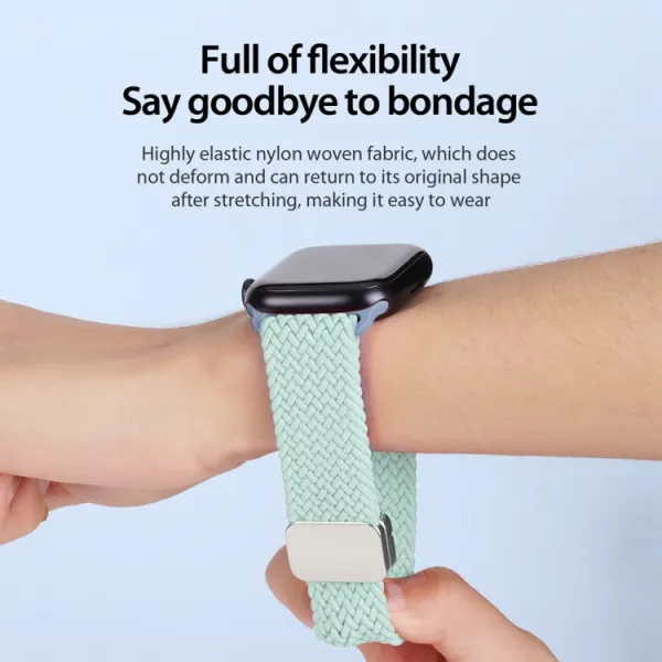 DUX BRAIDED Nylonový remienok pre Apple Watch 10 / 11 46mm svetlozelený