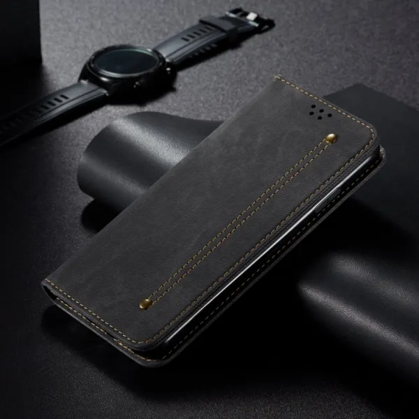 DENIM Peňaženkový kryt pre Realme Note 60 čierny