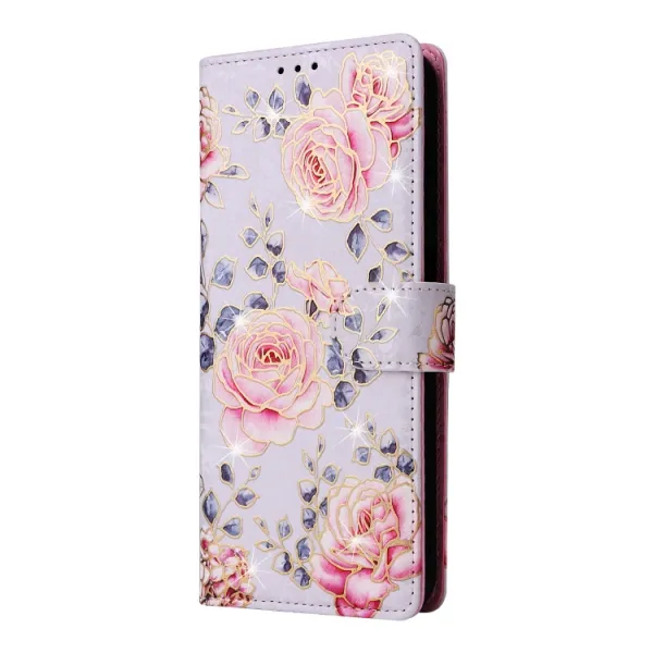 FLOWERY Peňaženkové puzdro pre Samsung Galaxy S24 FE 5G PURPLE ROS