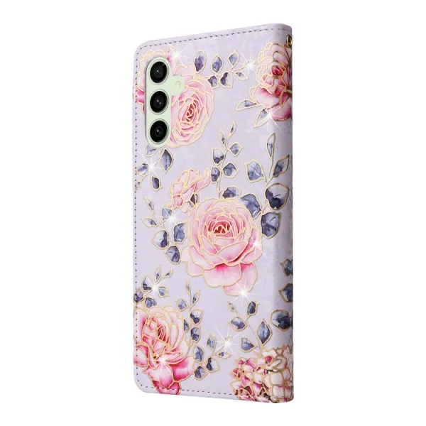 FLOWERY Peňaženkové puzdro pre Samsung Galaxy S24 FE 5G PURPLE ROS