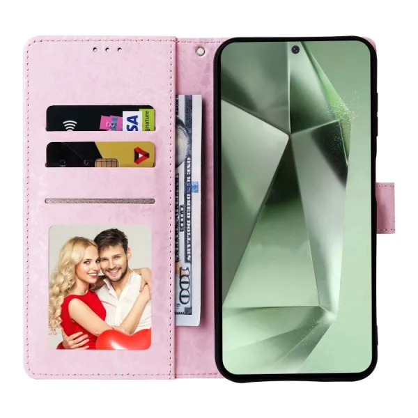 FLOWERY Peňaženkové puzdro pre Samsung Galaxy S24 FE 5G DAISY