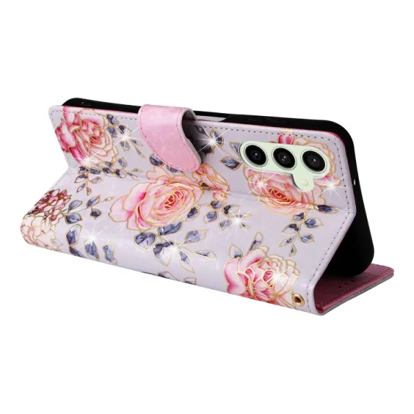 FLOWERY Peňaženkové puzdro pre Samsung Galaxy S24 FE 5G PURPLE ROS
