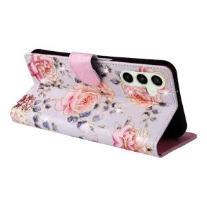 FLOWERY Peňaženkové puzdro pre Samsung Galaxy S24 FE 5G PURPLE ROS