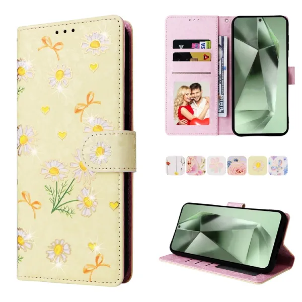 FLOWERY Peňaženkové puzdro pre Samsung Galaxy S24 FE 5G DAISY