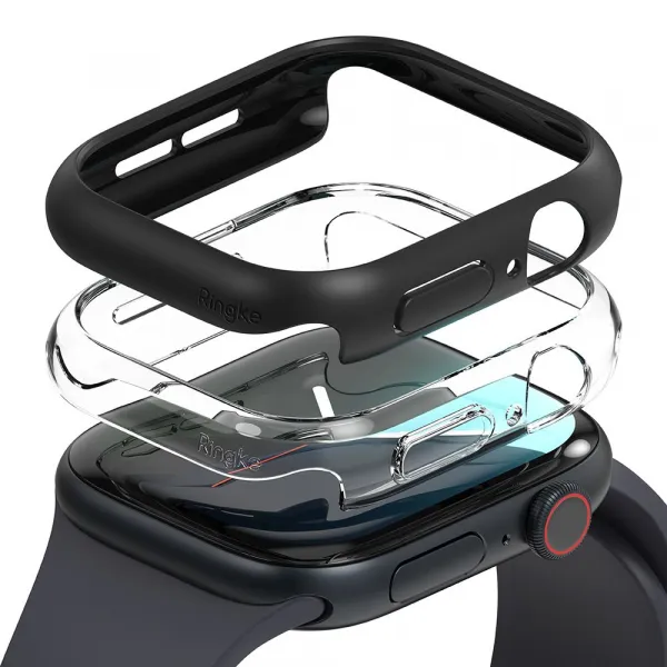 RINGKE SLIM 2-PACK Ochranné obaly pre Apple Watch 10 / 11 42mm čierny + priehľadný