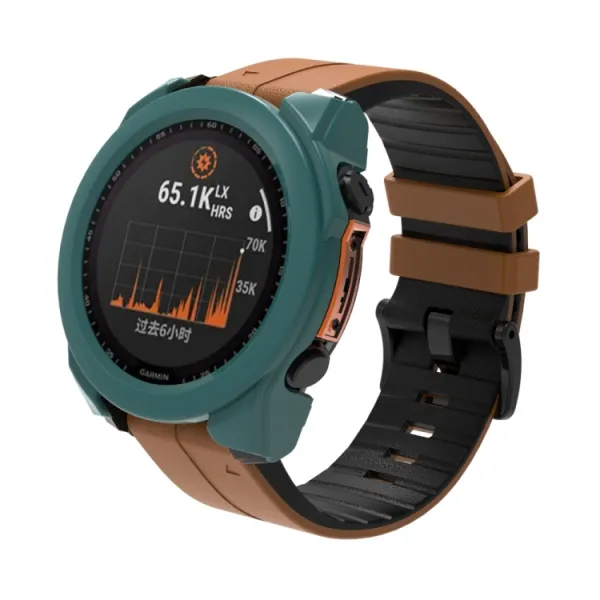 PC FULL COVER Plastový kryt so sklom pre Garmin Fenix 8 AMOLED 47mm tmavozelený