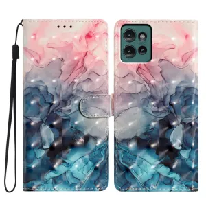 ART Peňaženkový kryt pre Motorola Edge 50 PINK BLUE MARBLE