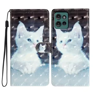 ART Peňaženkový kryt pre Motorola Edge 50 WHITE CAT