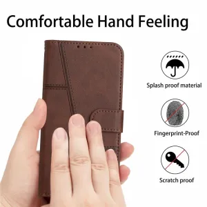 STITCHED Peňaženkový kryt pre Xiaomi 14T tmavohnedý