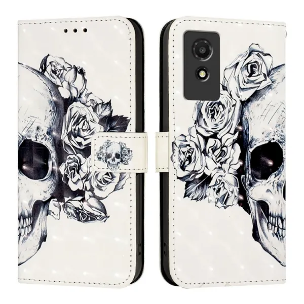 ART Peňaženkový kryt pre TCL 501 SKULL