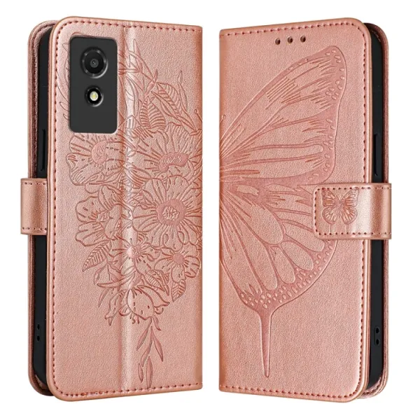 ART BUTTERFLY Peňaženkový obal pre TCL 501 ružový