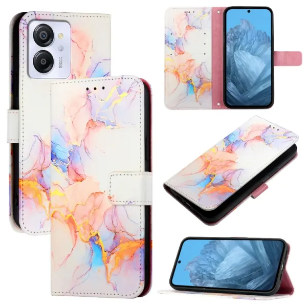 ART MARBLE Peňaženkový kryt pre Blackview Color 8 WHITE ORANGE