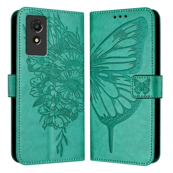 ART BUTTERFLY Peňaženkový obal pre TCL 501 zelený