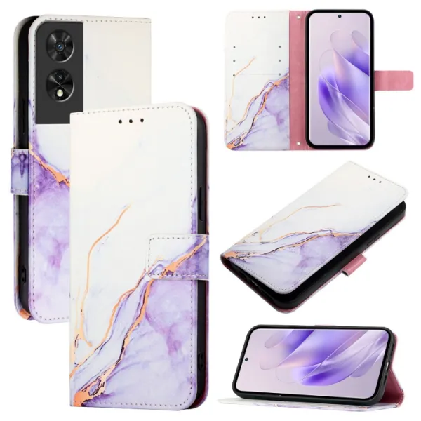 ART MARBLE Peňaženkový kryt pre TCL 505 WHITE PURPLE