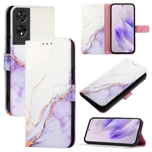 ART MARBLE Peňaženkový kryt pre TCL 505 WHITE PURPLE