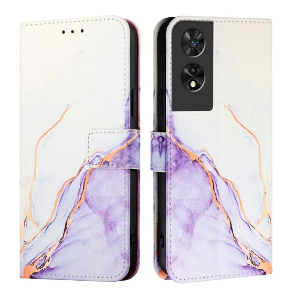 ART MARBLE Peňaženkový kryt pre TCL 505 WHITE PURPLE