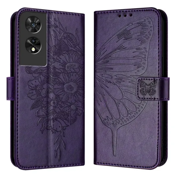 ART BUTTERFLY Peňaženkový obal pre TCL 505 fialový