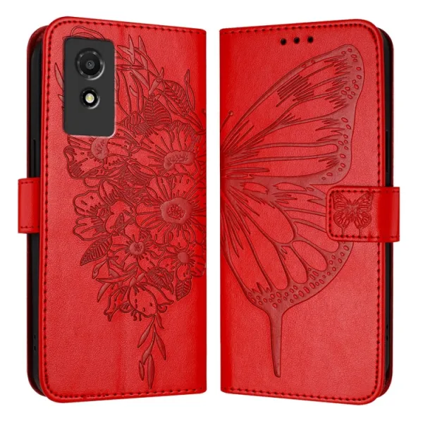ART BUTTERFLY Peňaženkový obal pre TCL 501 červený