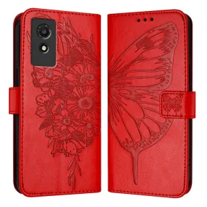 ART BUTTERFLY Peňaženkový obal pre TCL 501 červený