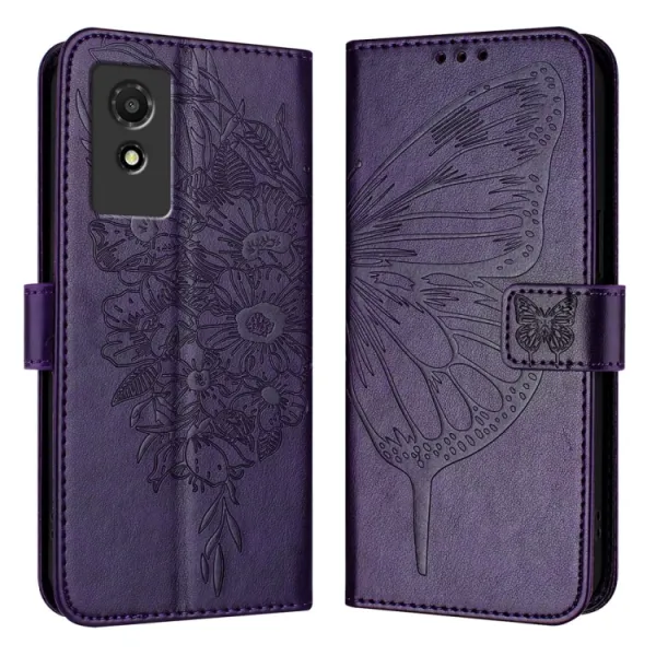 ART BUTTERFLY Peňaženkový obal pre TCL 501 fialový