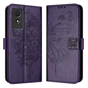 ART BUTTERFLY Peňaženkový obal pre TCL 501 fialový