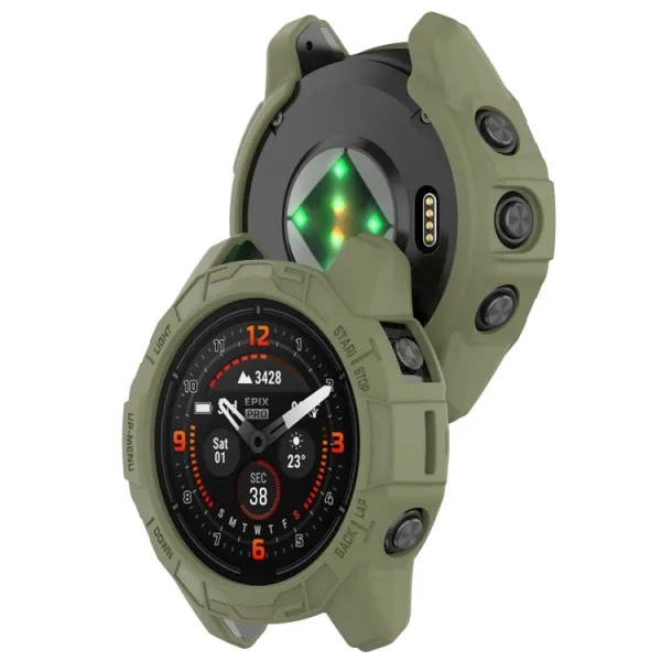 TPU HALF COVER Kryt pre Garmin Fenix E 47mm tmavozelený