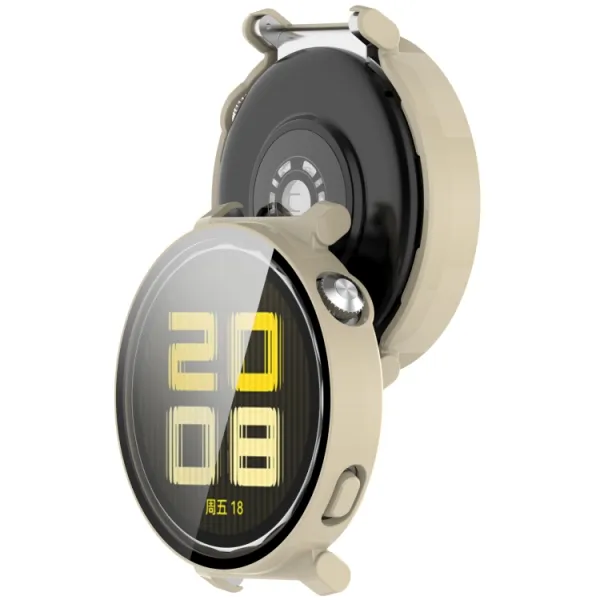 FULL COVERAGE Plastový kryt so sklom pre Huawei Watch GT 5 41mm béžový