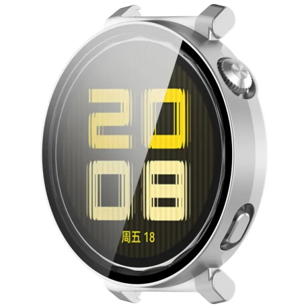 PC FULL COVER Plastový kryt so sklom pre Huawei Watch GT 5 Pro 42mm strieborný