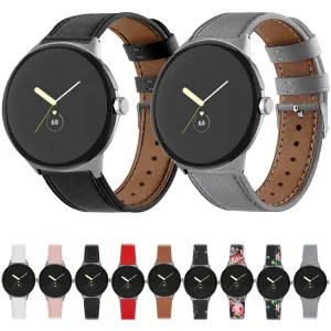 LEATHER Kožený remienok pre Google Pixel Watch / Pixel Watch 2 / Pixel Watch 3 41mm / Pixel Watch 4 41mm WHITE FLOWER