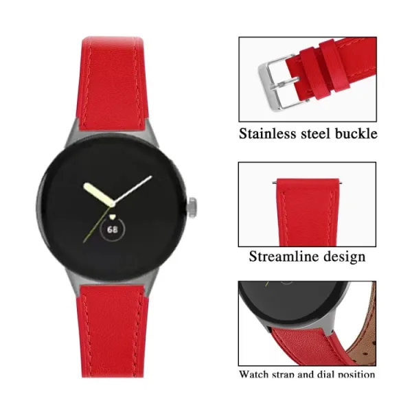 LEATHER Kožený remienok pre Google Pixel Watch 4 45mm / Pixel Watch 3 45mm červený