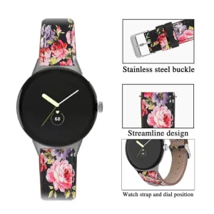 LEATHER Kožený remienok pre Google Pixel Watch 4 45mm / Pixel Watch 3 45mm PINK FLOWER