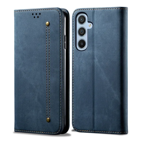 DENIM Peňaženkový kryt pre Samsung Galaxy A36 modrý