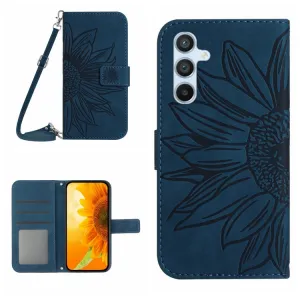ART SUNFLOWER Peňaženkový obal so šnúrkou pre Samsung Galaxy A16 / A16 5G modrý