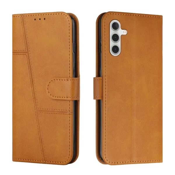 STITCHED Peňaženkový kryt pre Samsung Galaxy A16 / A16 5G svetlohnedý