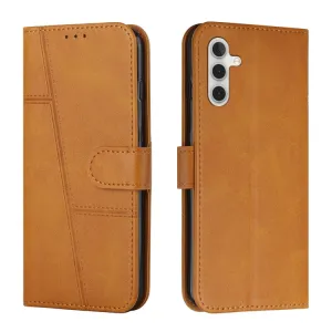 STITCHED Peňaženkový kryt pre Samsung Galaxy A16 / A16 5G svetlohnedý