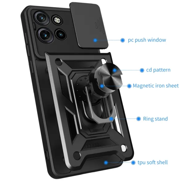 RING CAMERA Kryt s držiakom pre Motorola Edge 60 Neo / 50 Neo / ThinkPhone 25 ružový