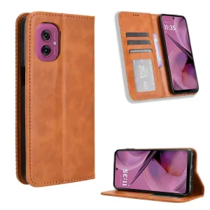 BUSINESS Peňaženkový kryt pre Motorola Moto G55 5G hnedý