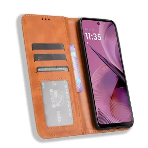 BUSINESS Peňaženkový kryt pre Motorola Moto G55 5G hnedý