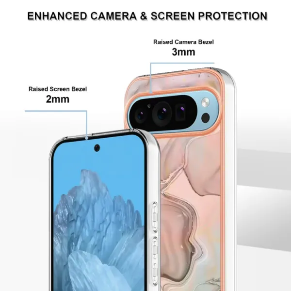 IMD MARBLE Ochranný kryt pre Google Pixel 9 Pro XL ROSE GOLD