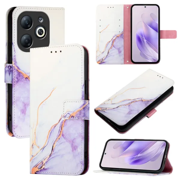 ART MARBLE Peňaženkový kryt pre Infinix Smart 8 WHITE PURPLE